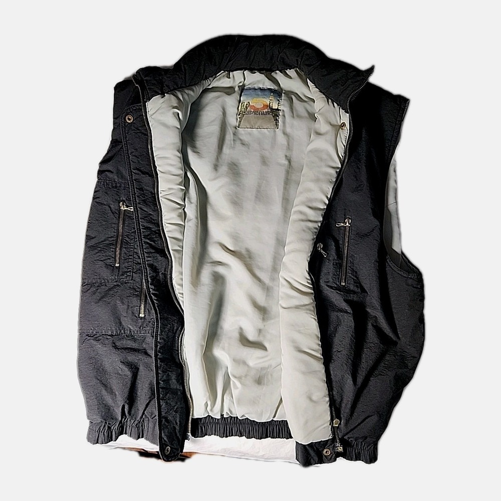 VTG 5th Ave Swiss Boutique Womens 12 Black Puffer Full-Zip Vest Gold HW Rare EUC - Picture 8 of 10